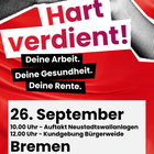 Plakat rot, Foto von 2 Fäusten gegeneinander, darunter Hart verdient
