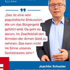 Zitatkachel: „Das ist eine rein populistische Diskussion,  die um das Bürgergeld geführt wird. Da geht es darum, im Zweifelsfall den Ärmsten der Armen Geld zu nehmen. Das kann nicht  im Sinne unseres Sozialstaates sein.“